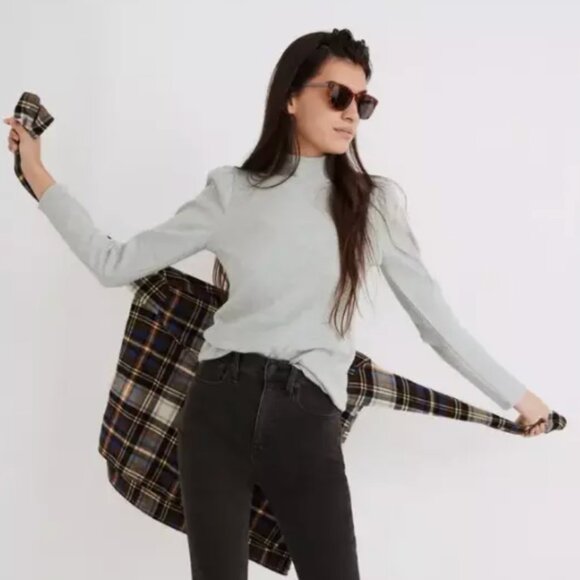 Madewell Plush Mockneck Puff-Sleeve Sweater MWOT Small - Picture 4 of 4